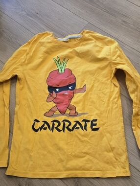 🫣George Yellow Long-Sleeve Shirt with Carrot Ninja Graphic